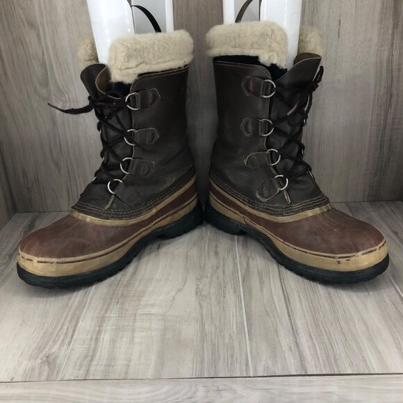 Kaufman Boots Mens 9 Brown Leather Duck Boot Winter Lined Lace Up - Picture 7 of 14